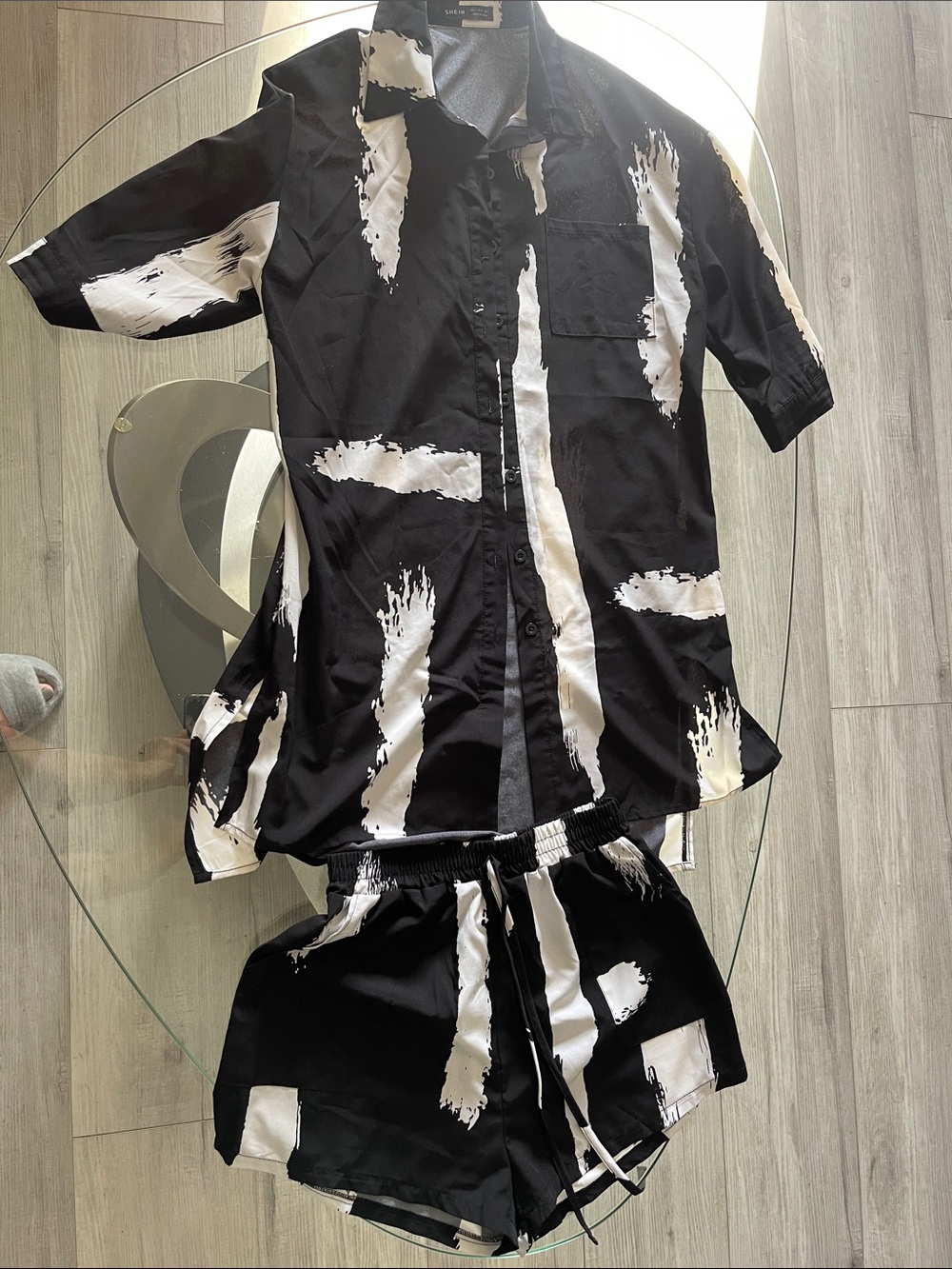 SHEIN Black and White Two-Tone Top
